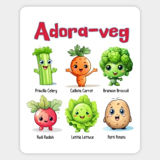 Adora-Veg Cute Veggies with Names Magnet